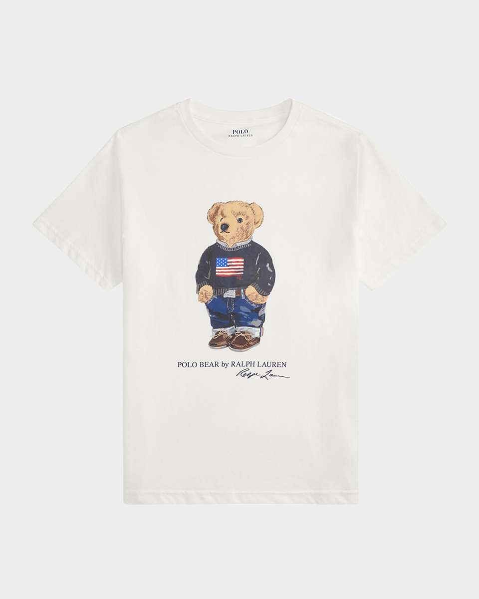 Boy's Polo Bear Flag Print Short-Sleeve T-Shirt, Size S-L